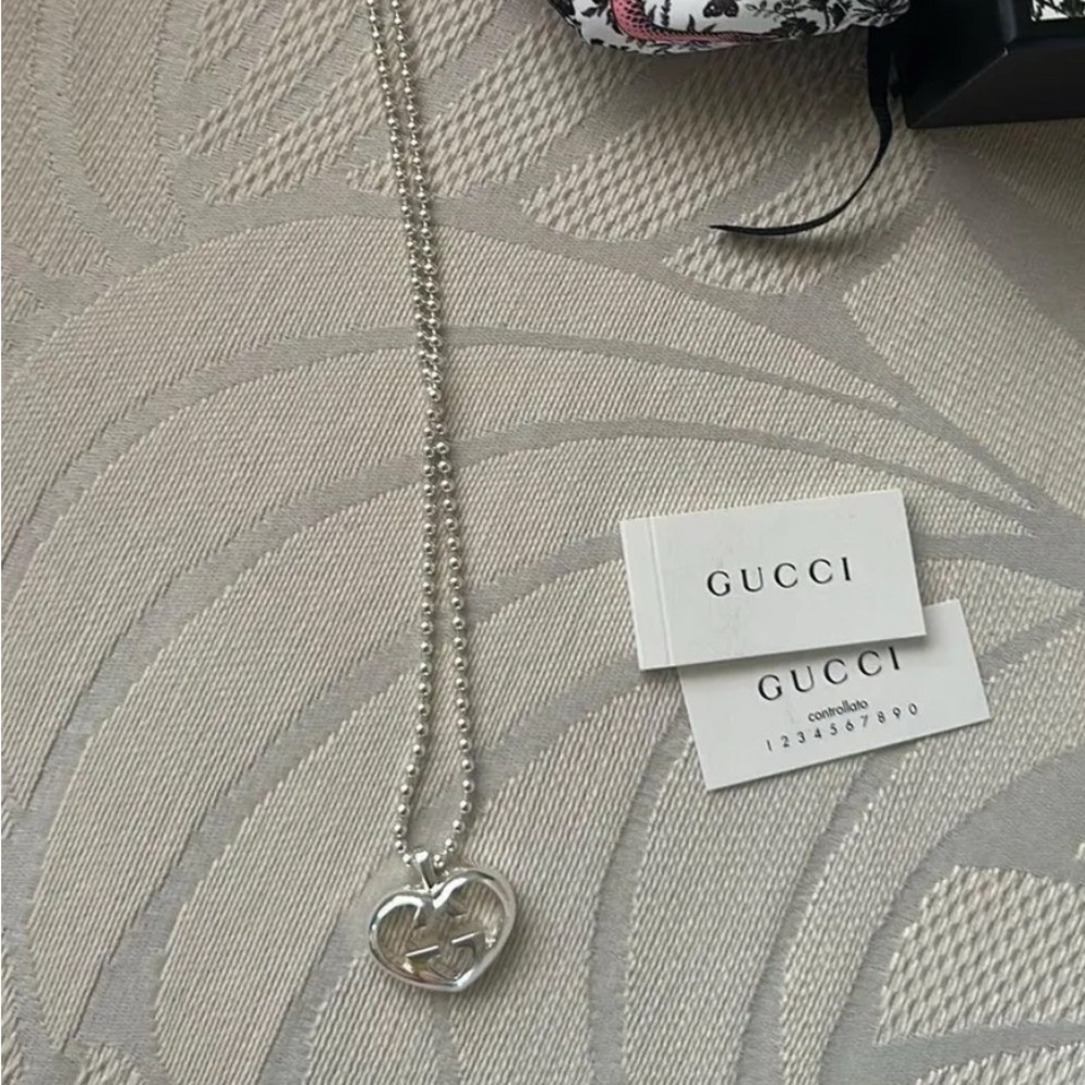 Gucci Silver Heart Pendant Necklace